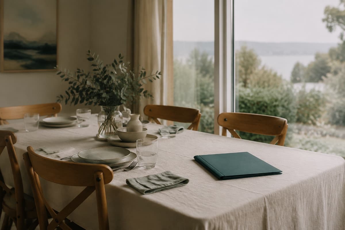 A family table with an estate document folder